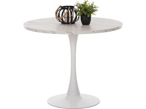 ΤΡΑΠΕΖΙ ΤΡΑΠΕΖΑΡΙΑΣ ROLLO HM9421.01 ΣΤΡΟΓΓΥΛΟ WHITE MARBLE Φ90x74Y εκ.