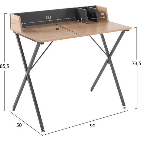 ΓΡΑΦΕΙΟ HM9320 ΜΕΤΑΛΛΙΚΟ ΣΚΟΥΡΟ ΓΚΡΙ ΜΕ MDF ΕΠΙΦΑΝΕΙΑ ΣΕ ΟΑΚ 90Χ50Χ73,5-85,5Υεκ.