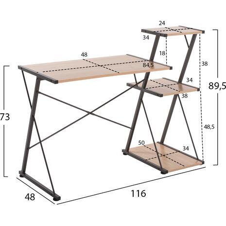 ΓΡΑΦΕΙΟ NOREX HM9317 ΜΕΤΑΛΛΙΚΟ ΜΑΥΡΟ ΜΕ MDF ΕΠΙΦΑΝΕΙΑ ΣΕ ΟΑΚ 116X48X89,5Υεκ.