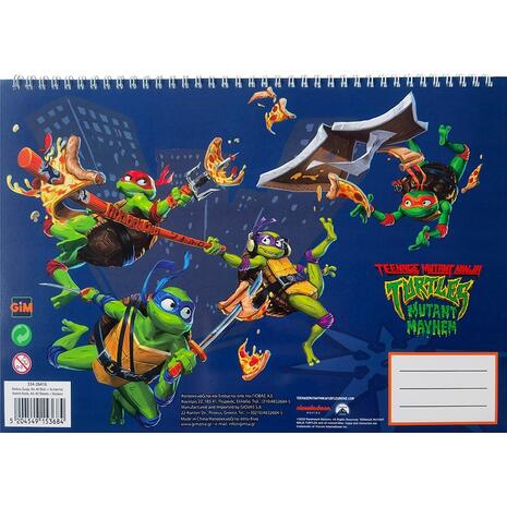 Μπλοκ Ζωγραφικής GIM Ninja Turtles Α4 23x33cm 40 φύλλων με αυτοκόλλητα (334-26416)