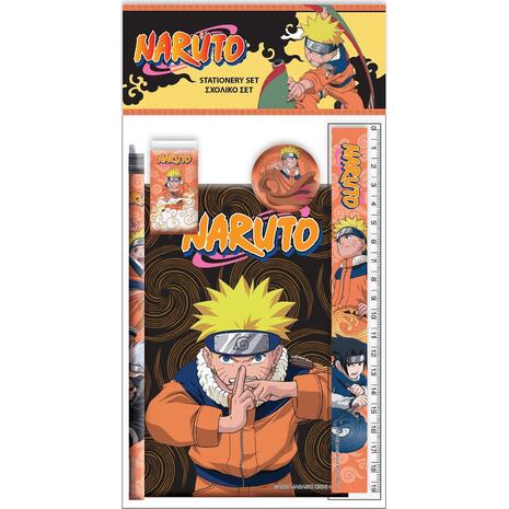 Σετ σχολικού δώρου GIM Naruto (μπλοκάκι, γόμα, μολύβι, χάρακα, ξύστρα) (369-00755)