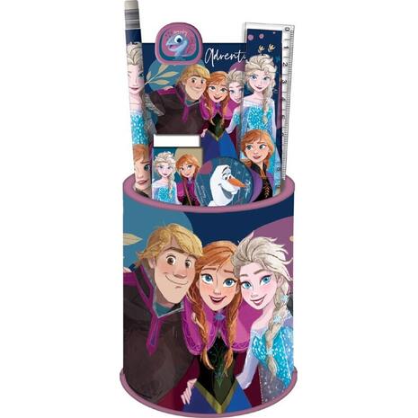 Μολυβοθήκη σετ δώρου GIM Frozen (μπλοκάκι, γόμα, μολύβι, χάρακα,ξύστρα, κλιπ, μεταλλική μολυβοθήκη) (341-69884)