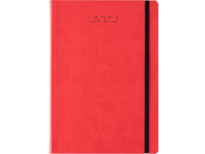 Ημερολόγιο ημερήσιο Koloro_G 14x21 2025 με εύκαμπτο εξώφυλλο δερματίνη με λάστιχο κόκκινο
