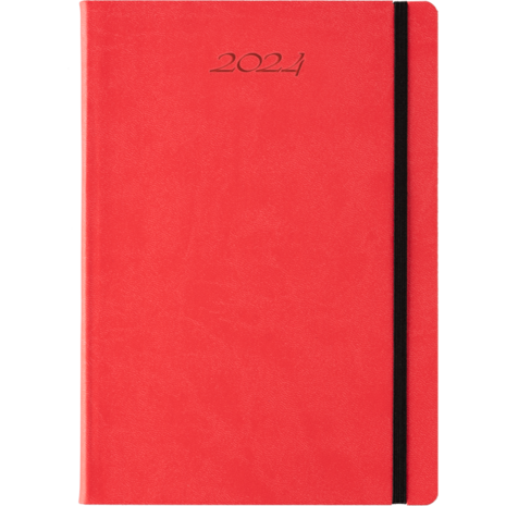 Ημερολόγιο ημερήσιο Koloro_G 14x21 2025 με εύκαμπτο εξώφυλλο δερματίνη με λάστιχο κόκκινο