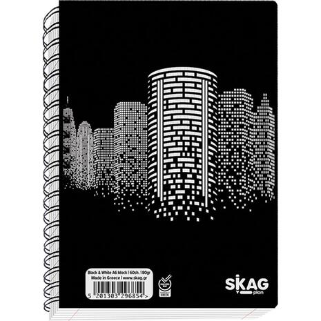 Τετράδιο σπιράλ SKAG Black & White Α6 60 φύλλων σε διάφορα σχέδια (296854) (Διάφορα σχέδια)