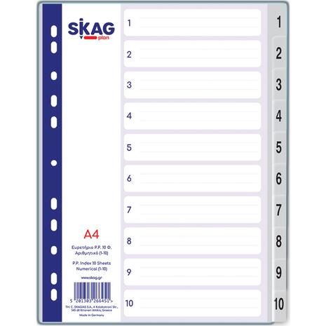 Διαχωριστικό Skag πλαστικό Α4 αριθμητικό (1-10) ECO