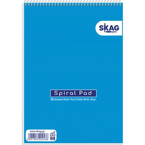 Μπλοκ Σπιράλ SKAG ριγέ όρθιο - 17x25 Φύλλα 80