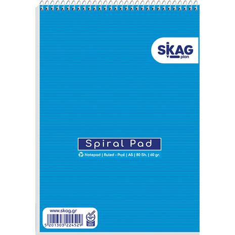 Μπλοκ σημειώσεων Skag σπιράλ A5 ριγέ 80 φύλλων 14x21cm