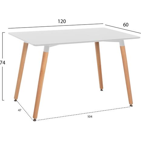 ΤΡΑΠΕΖΙ MINIMAL HM8581.01 ΛΕΥΚΟ MDF-ΠΟΔΙΑ ΟΞΙΑ ΣΕ ΦΥΣΙΚΟ ΧΡΩΜΑ- 120Χ60X74Υεκ.