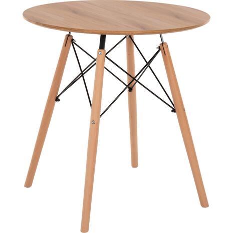 ΤΡΑΠΕΖΙ MINIMAL ΣΤΡΟΓΓΥΛΟ HM0059.04 MDF ΣΕ ΦΥΣΙΚΟ-ΠΟΔΙΑ ΟΞΙΑΣ ΦΥΣΙΚΟ Φ80Χ72Υεκ.