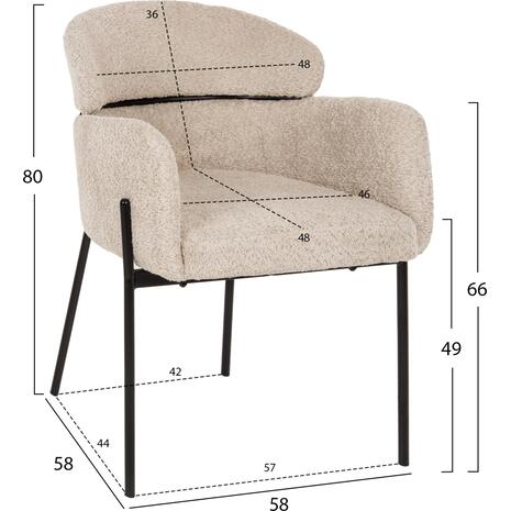 ΠΟΛΥΘΡΟΝΑ WOLF HM8583.02 ΕΚΡΟΥ ΥΦΑΣΜΑ ΜΠΟΥΚΛΕ ΜΕ ΜΕΤΑΛΛΙΚΑ ΠΟΔΙΑ 58x58x80Yεκ. (σετ 2 τεμαχίων) (Εκρού)