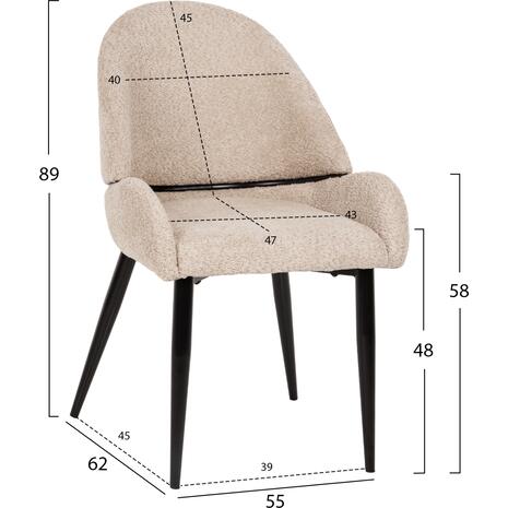 ΚΑΡΕΚΛΑ SARKY HM8585.02 ΥΦΑΣΜΑ ΜΠΟΥΚΛΕ ΕΚΡΟΥ ΜΕ ΜΕΤΑΛΛΙΚΑ ΠΟΔΙΑ 56x64x88Yεκ. (σετ 2 τεμαχίων) (Εκρού)