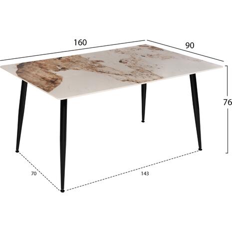 ΤΡΑΠΕΖΙ ΤΡΑΠΕΖΑΡΙΑΣ SINTERED STONE TOM HM8588.03 BROWN-WHITE MARBLE 160x90x76Y εκ.