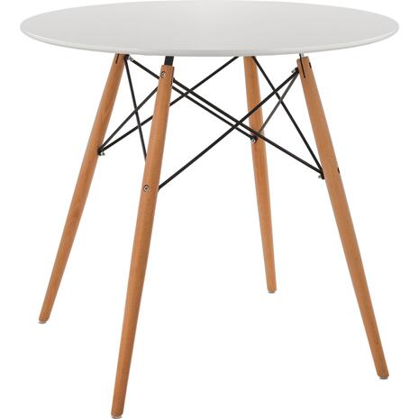 ΤΡΑΠΕΖΙ MINIMAL ΣΤΡΟΓΓΥΛΟ HM0059.01 MDF ΣΕ ΛΕΥΚΟ-ΠΟΔΙΑ ΟΞΙΑΣ ΦΥΣΙΚΟ Φ80Χ72Υεκ.