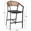ΣΚΑΜΠΟ ΑΛΟΥΜΙΝΙΟΥ HM5892.15 ΜΕΣΑΙΟΥ ΥΨΟΥΣ RATTAN & TEXTLINE ΜΑΥΡΟ ΜΠΕΖ 55x56,5x99Υ