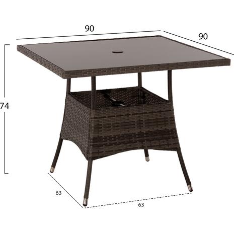 ΣΕΤ ΤΡΑΠΕΖΑΡΙΑΣ ΕΞΩΤ.ΧΩΡΟΥ 5ΤΜΧ HM5965 ΚΑΦΕ RATTAN-ΜΕΤΑΛΛΙΚΟΣ ΣΚΕΛΕΤΟΣ-ΓΥΑΛΙΝΗ ΕΠΙΦΑΝΕΙΑ