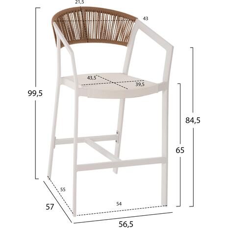 ΣΚΑΜΠΟ ΑΛΟΥΜΙΝΙΟΥ HM5892.12 ΜΕΣΑΙΟΥ ΥΨΟΥΣ RATTAN & TEXTLINE ΛΕΥΚΟ ΜΠΕΖ 55x56,5x99Y