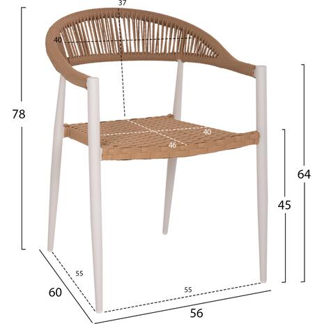 ΠΟΛΥΘΡΟΝΑ ΑΛΟΥΜΙΝΙΟΥ ΛΕΥΚΗ PΕ RATTAN ΜΠΕΖ HM5854.11 56x60x78 εκ. (Λευκό)