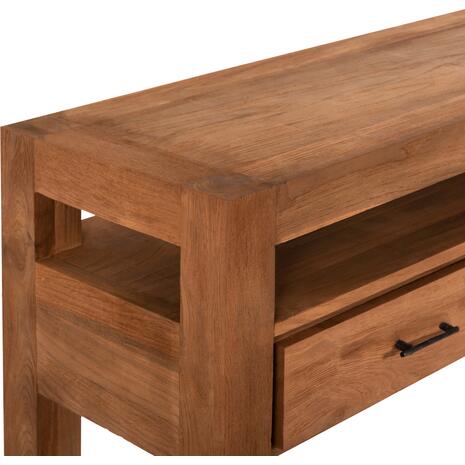 ΚΟΝΣΟΛΑ ΜΕ 3 ΣΥΡΤΑΡΙΑ HM9556 ΑΝΑΚΥΚΛΩΜΕΝΟ ΞΥΛΟ ΤΕΑΚ ΣΕ ΦΥΣΙΚΟ ΧΡΩΜΑ 180x45x80Yεκ.