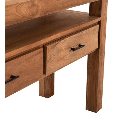 ΚΟΝΣΟΛΑ ΜΕ 3 ΣΥΡΤΑΡΙΑ HM9556 ΑΝΑΚΥΚΛΩΜΕΝΟ ΞΥΛΟ ΤΕΑΚ ΣΕ ΦΥΣΙΚΟ ΧΡΩΜΑ 180x45x80Yεκ.