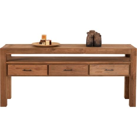 ΚΟΝΣΟΛΑ ΜΕ 3 ΣΥΡΤΑΡΙΑ HM9556 ΑΝΑΚΥΚΛΩΜΕΝΟ ΞΥΛΟ ΤΕΑΚ ΣΕ ΦΥΣΙΚΟ ΧΡΩΜΑ 180x45x80Yεκ.