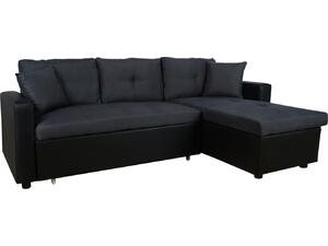 ΚΑΝΑΠΕΣ ΓΩΝΙΑ ΚΡΕΒΑΤΙ WAYNE 220x146x86Υεκ.HM3028.01 ΓΚΡΙ ΜΕ ΜΑΥΡΟ PU