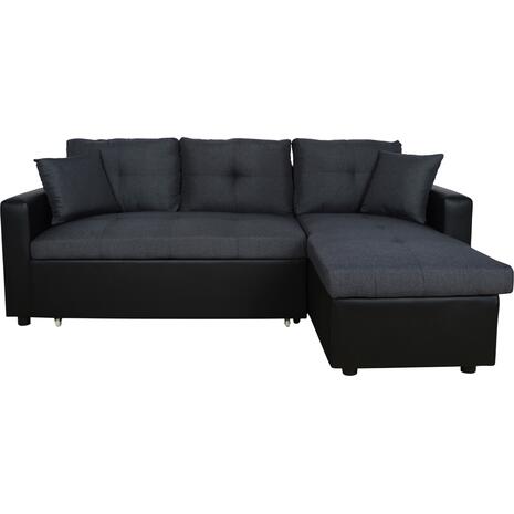 ΚΑΝΑΠΕΣ ΓΩΝΙΑ ΚΡΕΒΑΤΙ WAYNE 220x146x86Υεκ.HM3028.01 ΓΚΡΙ ΜΕ ΜΑΥΡΟ PU