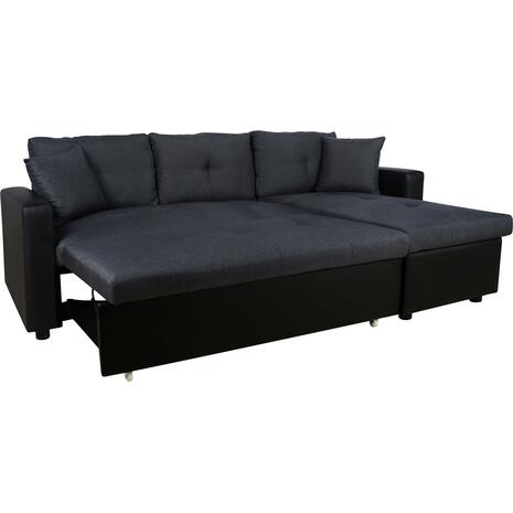 ΚΑΝΑΠΕΣ ΓΩΝΙΑ ΚΡΕΒΑΤΙ WAYNE 220x146x86Υεκ.HM3028.01 ΓΚΡΙ ΜΕ ΜΑΥΡΟ PU