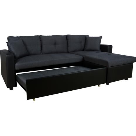 ΚΑΝΑΠΕΣ ΓΩΝΙΑ ΚΡΕΒΑΤΙ WAYNE 220x146x86Υεκ.HM3028.01 ΓΚΡΙ ΜΕ ΜΑΥΡΟ PU