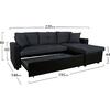 ΚΑΝΑΠΕΣ ΓΩΝΙΑ ΚΡΕΒΑΤΙ WAYNE 220x146x86Υεκ.HM3028.01 ΓΚΡΙ ΜΕ ΜΑΥΡΟ PU