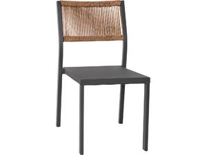 ΚΑΡΕΚΛΑ ΑΛΟΥΜΙΝΙΟΥ ΑΝΘΡΑΚΙ ΜΕ RATTAN ΚΑΙ TEXTLINE HM5921.01 46x55,5x83Υ εκ.