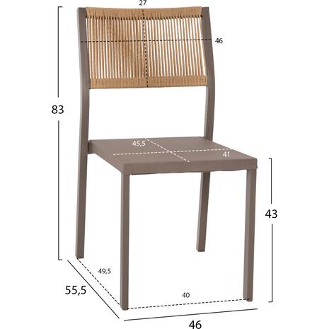 ΚΑΡΕΚΛΑ ΑΛΟΥΜΙΝΙΟΥ ΣΑΜΠΑΝΙ ΜΕ RATTAN & TEXTLINE HM5921.03 46x55,5x83 εκ.