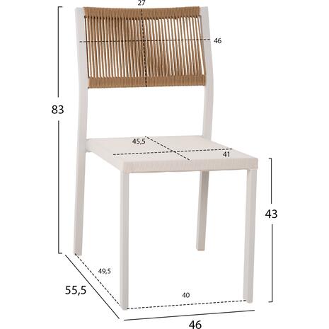 ΚΑΡΕΚΛΑ ΑΛΟΥΜΙΝΙΟΥ ΛΕΥΚΗ ΜΠΕΖ RATTAN & TEXTLINE HM5921.02 46x55,5x83Yεκ.