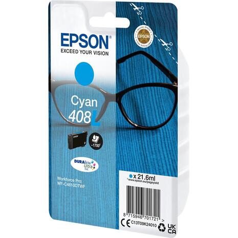 Μελάνι εκτυπωτή InkJet Epson 408L  21,6ml Cyan (C13T09K24010) (Cyan)