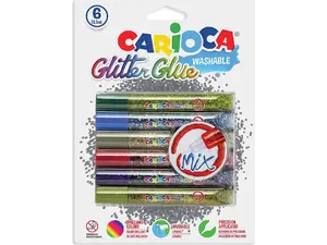 Χρυσόκολλα CARIOCA Glitter 10,5ml Mix σετ 6 χρωμάτων (42112)