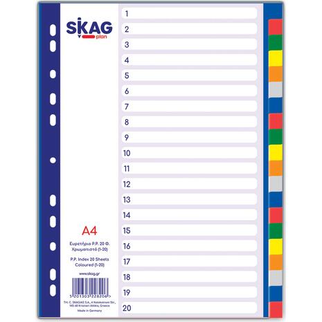 Διαχωριστικά πλαστικά ευρετήρια χρωματιστά Eco Φ.20 Skag (Διάφορα χρώματα)