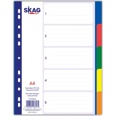 Διαχωριστικό Skag πλαστικό αριθμητικό Α4 5 Θεμάτων ECO χρωματιστό