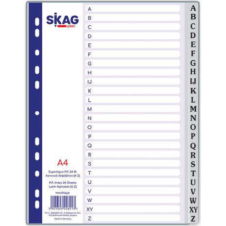 Διαχωριστικά Skag Economy πλαστικά  λατινικά Α-Ζ Α4 (Γκρι)