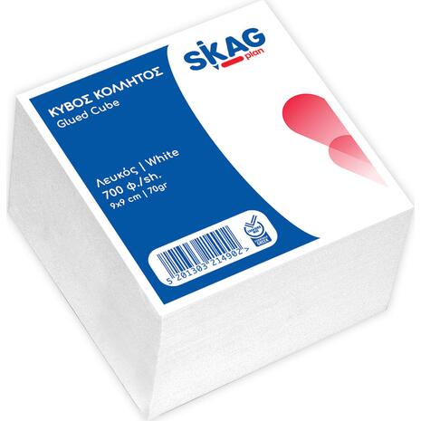 Κύβος σημειώσεων Skag "Δήλος" 9x9cm κολλητός λευκός