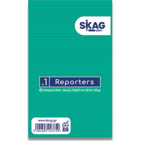 Μπλοκ σημειώσεων Skag Reporters κολλητό "Overlap" No1 Λευκό 78x127mm