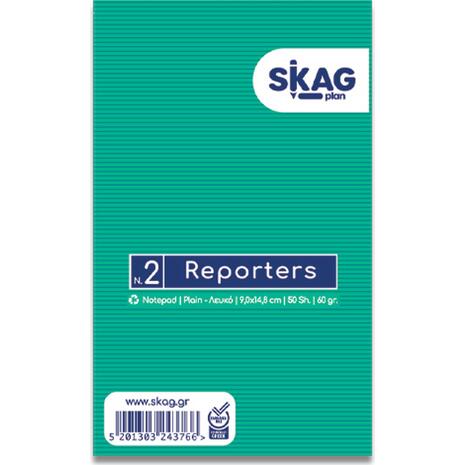 Μπλοκ σημειώσεων Skag Reporters κολλητό "Overlap" No2 Λευκό 50 Φύλλων 90x148mm.
