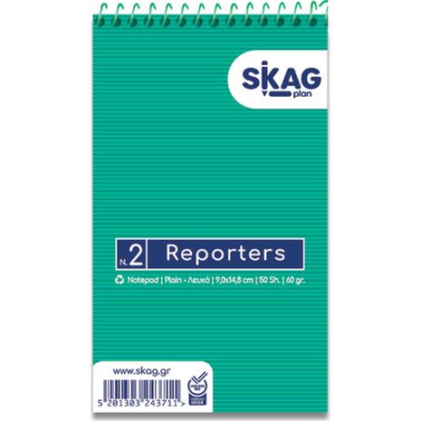 Μπλοκ σημειώσεων Skag Reporters σπιράλ No2 Λευκό 90x148mm
