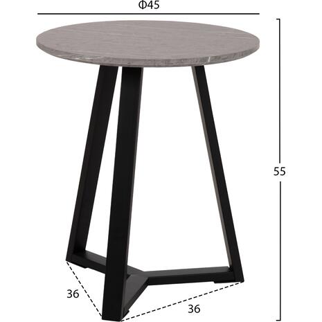 ΒΟΗΘΗΤΙΚΟ ΤΡΑΠΕΖΑΚΙ ROCKET HM9587.02 MDF ΓΚΡΙ ΜΑΡΜΑΡΟ-ΜΑΥΡΗ ΜΕΤΑΛΛΙΚΗ ΒΑΣΗ Φ45x55Υεκ.