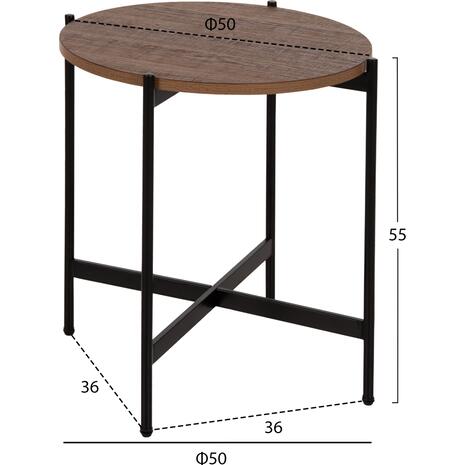 ΒΟΗΘΗΤΙΚΟ ΤΡΑΠΕΖΙ HM9589.04 MDF ΚΑΡΥΔΙ-ΜΑΥΡΗ ΜΕΤΑΛΛΙΚΗ ΒΑΣΗ Φ50x55Υεκ.