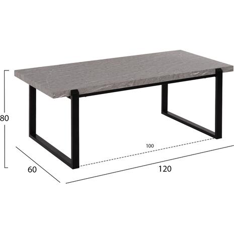 ΤΡΑΠΕΖΙ ΣΑΛΟΝΙΟΥ SHABEN HM9585.02 MDF ΓΚΡΙ ΜΑΡΜΑΡΟ-ΜΑΥΡΗ ΜΕΤΑΛΛΙΚΗ ΒΑΣΗ 120x60X46Yεκ.