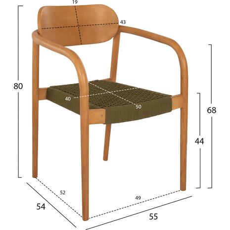 ΠΟΛΥΘΡΟΝΑ OSLO HM9636.05 ΞΥΛΟ TEAK ΦΥΣΙΚΟ & ΠΡΑΣΙΝΟ ΣΧΟΙΝΙ 55x54x80Yεκ.