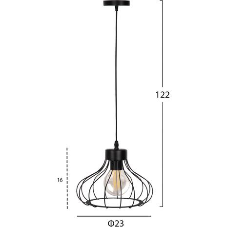 ΦΩΤΙΣΤΙΚΟ ΟΡΟΦΗΣ ΚΡΕΜΑΣΤΟ HM4114 ΜΑΥΡΟ ΜΕΤΑΛΛΙΚΟ ΣΦΑΙΡΙΚΟ ΚΑΠΕΛΟ Φ23x122Yεκ.
