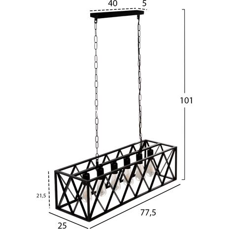 ΦΩΤΙΣΤΙΚΟ ΟΡΟΦΗΣ ΚΡΕΜΑΣΤΟ HM4128 6ΦΩΤΟ-ΜΑΥΡΟΣ ΜΕΤΑΛΛΙΚΟΣ ΣΚΕΛΕΤΟΣ 77,5x25x101Yεκ.