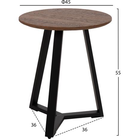 ΒΟΗΘΗΤΙΚΟ ΤΡΑΠΕΖΑΚΙ ROCKET HM9587.04 MDF ΚΑΡΥΔΙ-ΜΑΥΡΗ ΜΕΤΑΛΛΙΚΗ ΒΑΣΗ Φ45x55Υεκ.