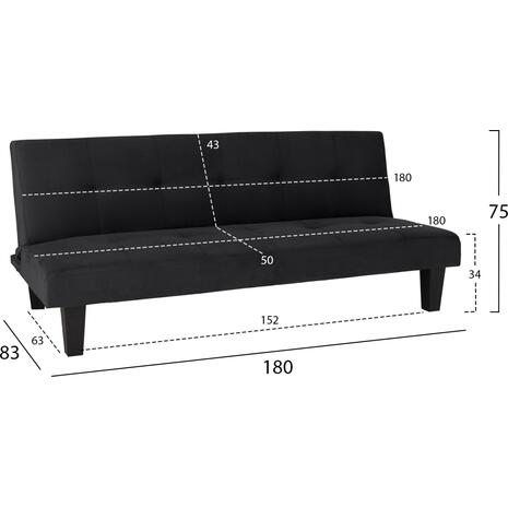 ΚΑΝΑΠΕΣ ΚΡΕΒΑΤΙ ODESSA HM3000.14 ΜΑΥΡΟ ΒΕΛΟΥΔΟ 180x83x75Y εκ.